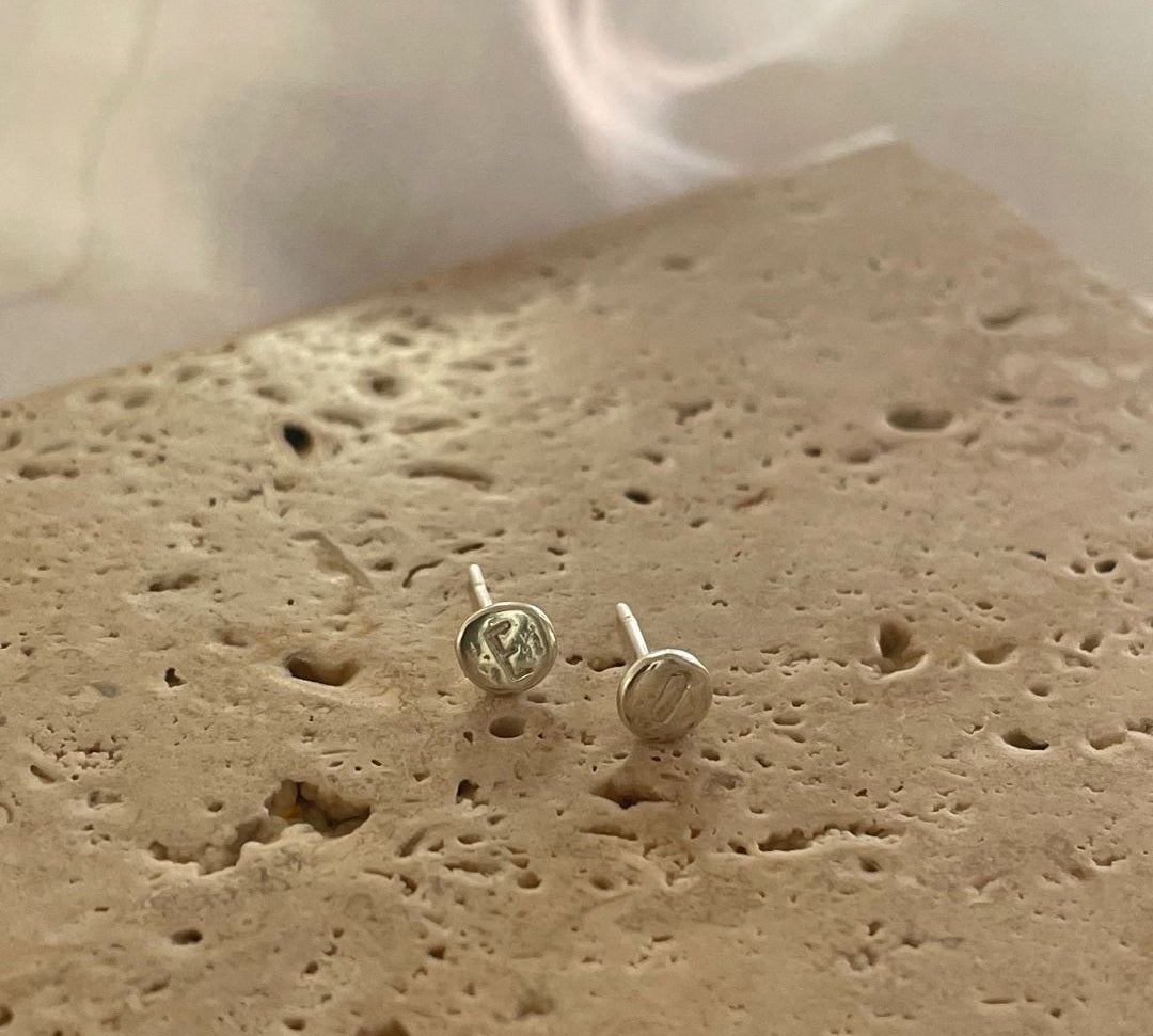 Initial stud earrings - Sterling Silver