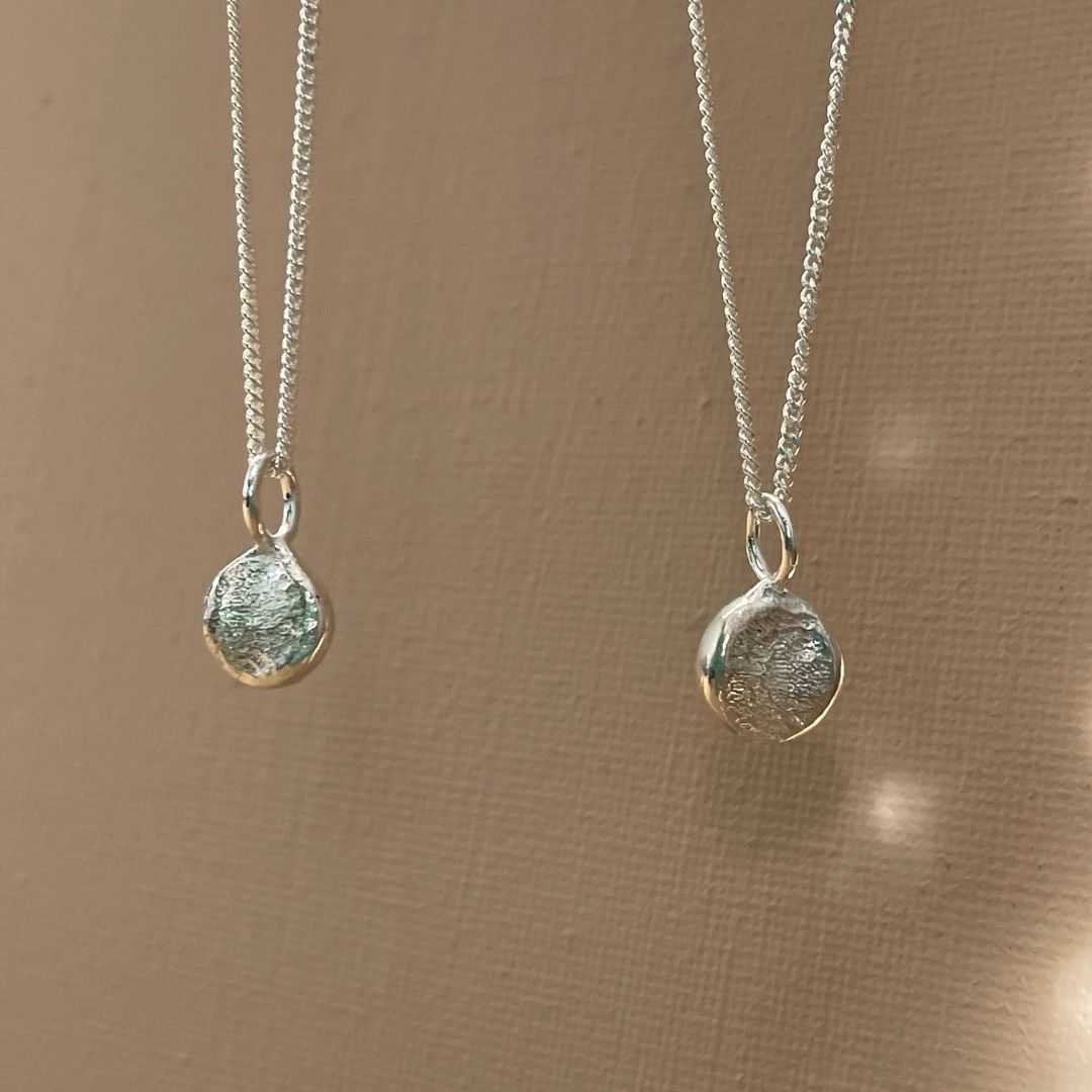 dog nose or paw print necklace in sterling silver or solid gold